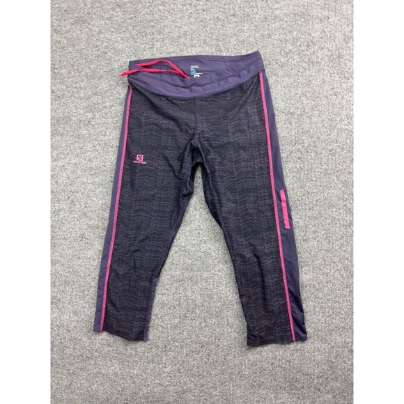 Salomon Advanced Skin Leggings Women's Medium Purple Cropped Mid Rise - Picture 1 of 10